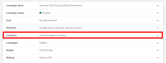 How to set up geotargeting in Google Ads - choosing locations 