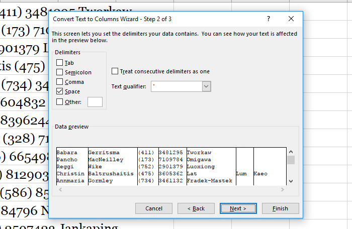 excel delimiters