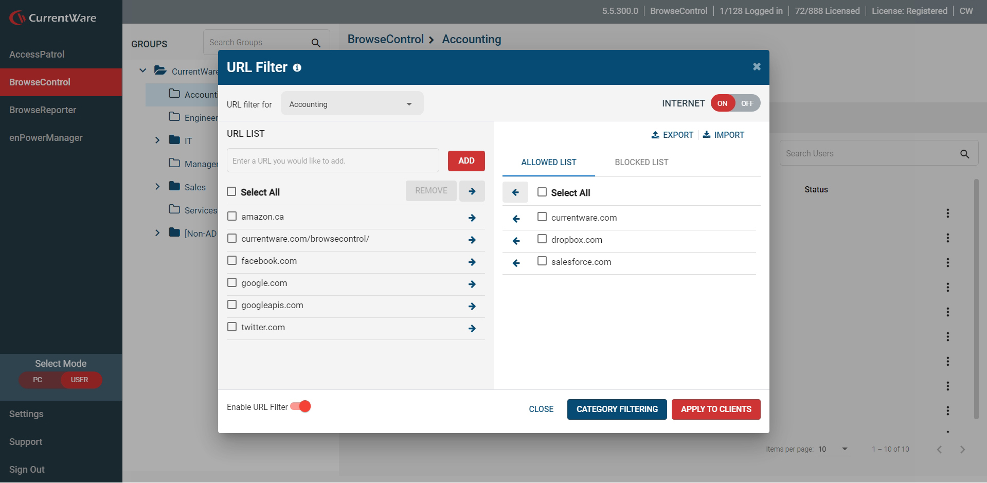 types of internet filtering software