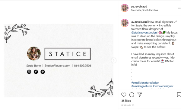 static promoting their instagram in their email signature