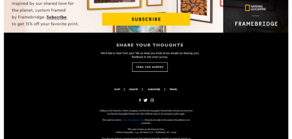 nat geo promoting their social media in their email footer