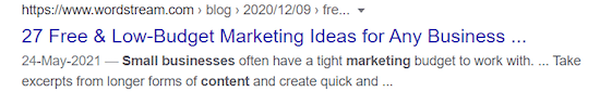 example of meta title which impacts SEO click thru rate