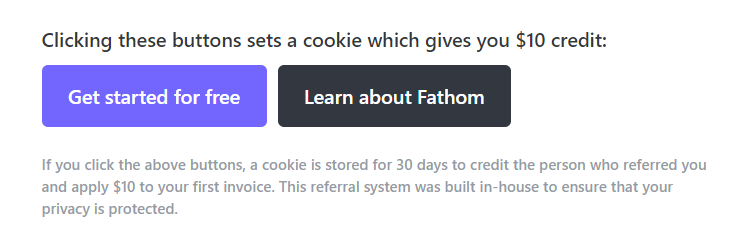 Fathom CTA and social proof