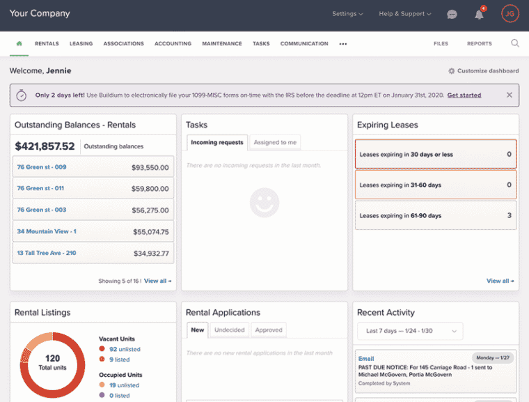 Buildium is a popular real estate management tool for accounting needs