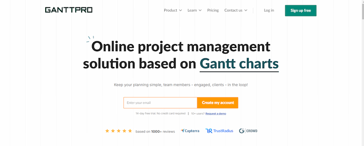 GanttPro is the best project management tool mainly based on Gantt charts