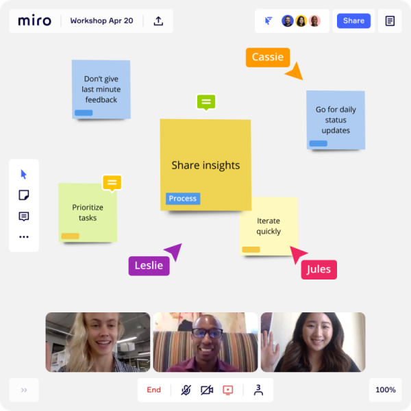 Miro is all about intuitive whiteboard collaboration