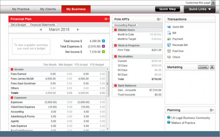 PCLaw is a popular legal accounting tool for larger firms