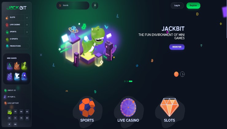 The homepage of the JackBit platform