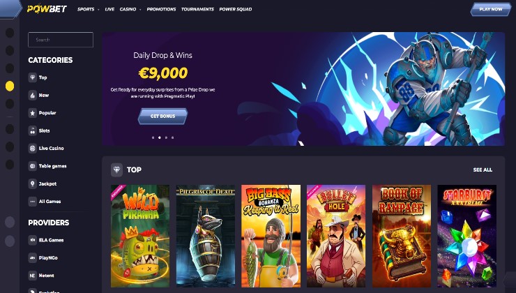 Some of the games available at Powbet Casino