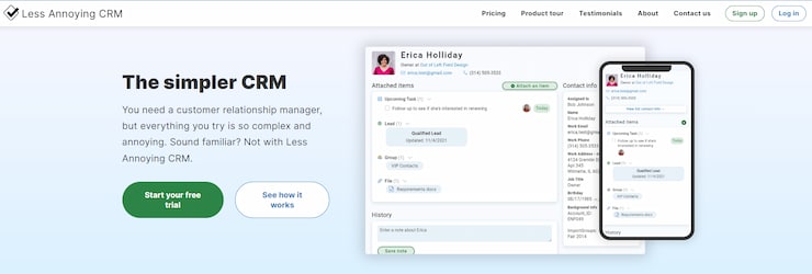 Less Annoying CRM is best CRM software for sales with an intuitive UI