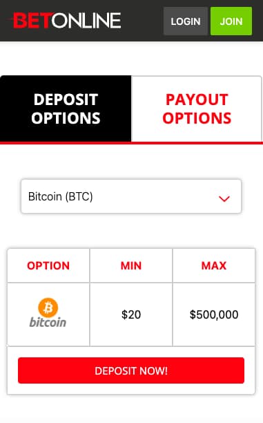 BetOnline CA app Bitcoin