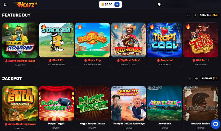 Heatz Casino Jackpot Games