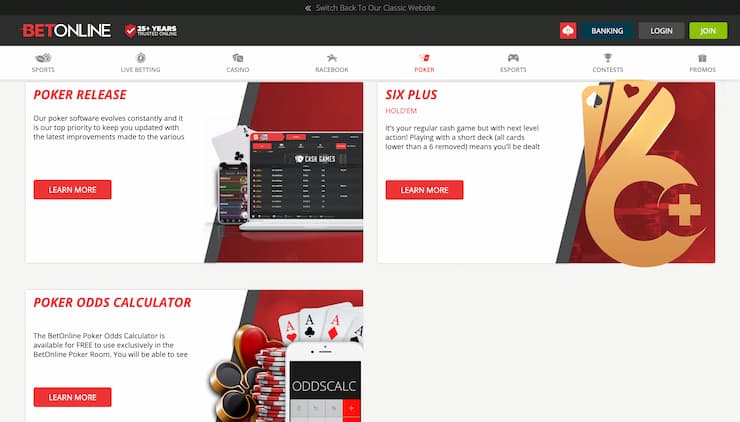 BetOnline Poker Features