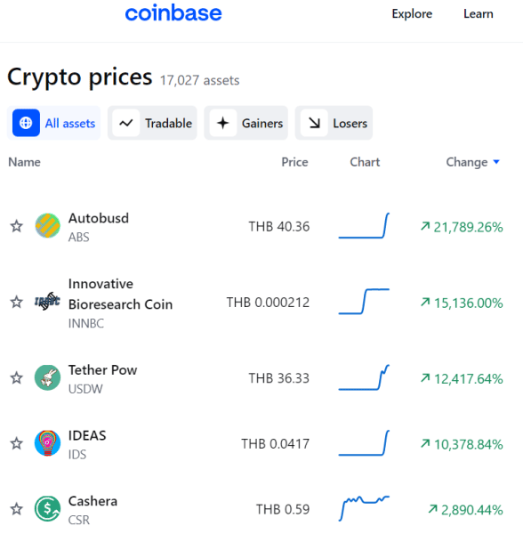 coinbase crypto prices today