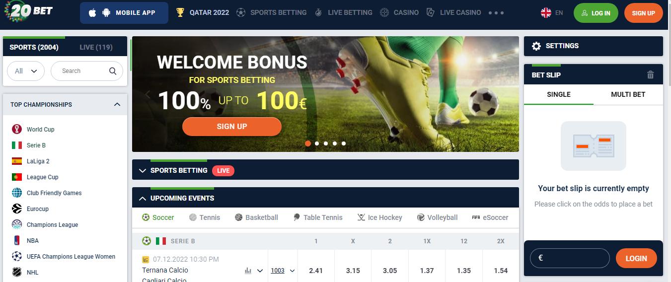 20Bet betting online Taiwan