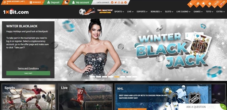 1xBit homepage- one of the best online casinos in Israel