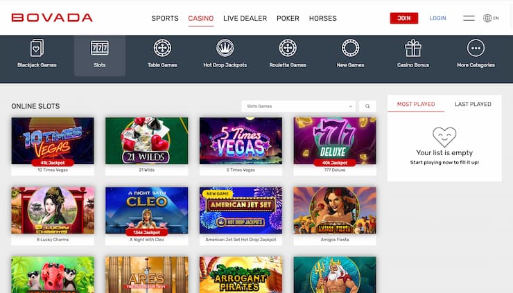 Bovada Casino Slot Site