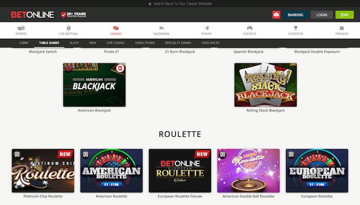 BetOnline Credit Card Casino