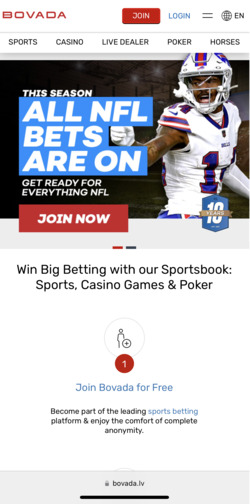 Bovada homepage