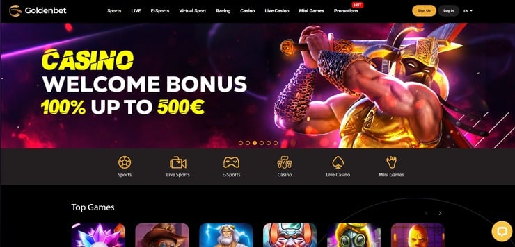 GoldenBet homepage