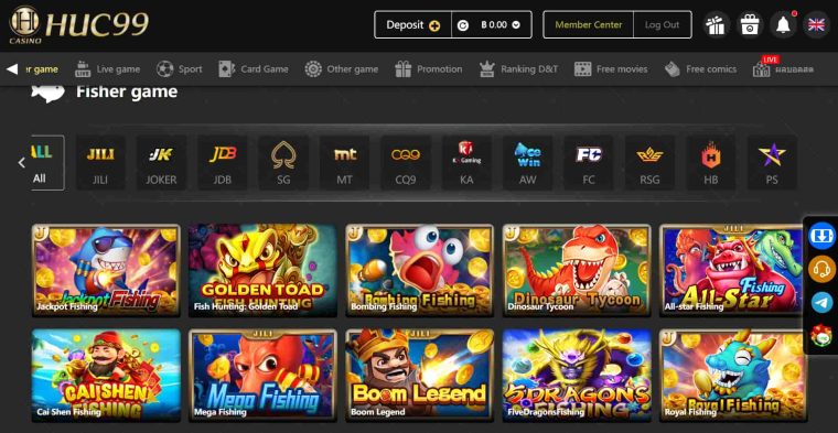 huc99 casino review for Thailand- fishing games