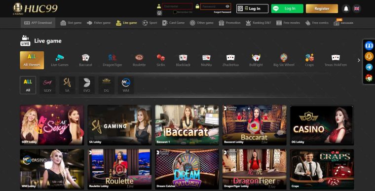 huc99 casino review for Thailand- live games