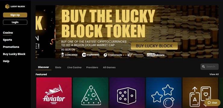 Lucky Block NZ homepage