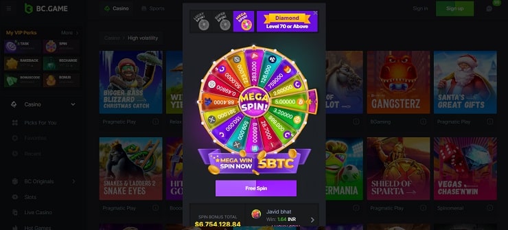 BC.Game Lucky Spins Promo