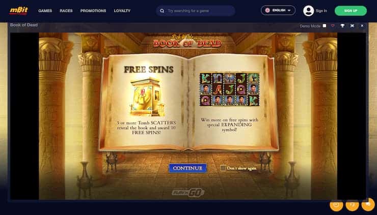 Book of Dead Slots Mbit Casino