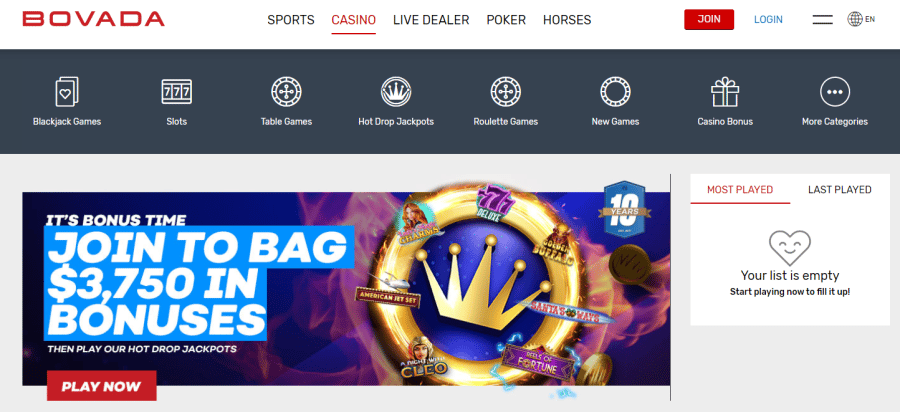 Bovada Texas Online Casino