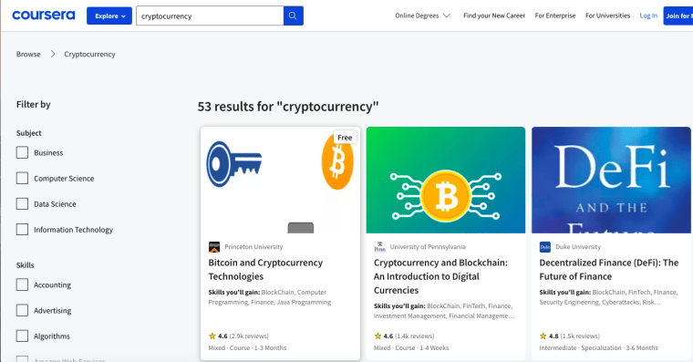 Coursera Cryptocurrency Course