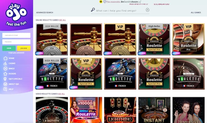 Play online roulette at PlayOJO