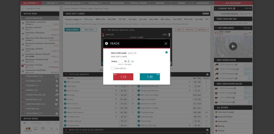 spreadex bet placement