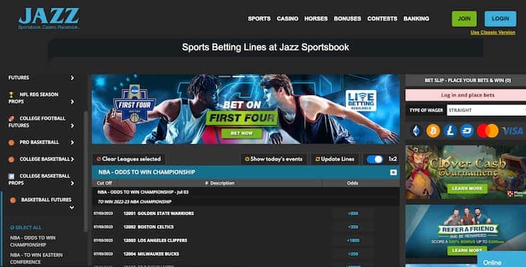 jazz sportsbook homepage