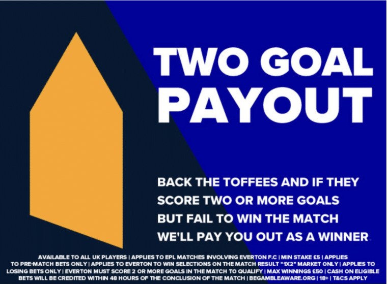 Stake UK Everton 2 Goal Payout Promo