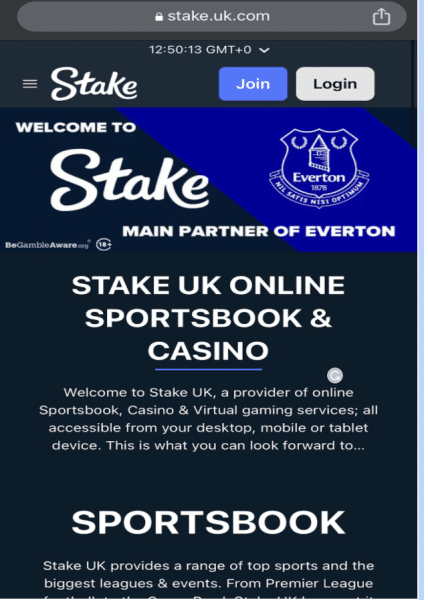 Stake UK Mobile Site