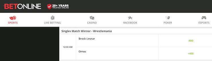 wwe betting lines betonline