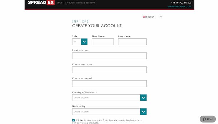 SpreadEx Registration Form