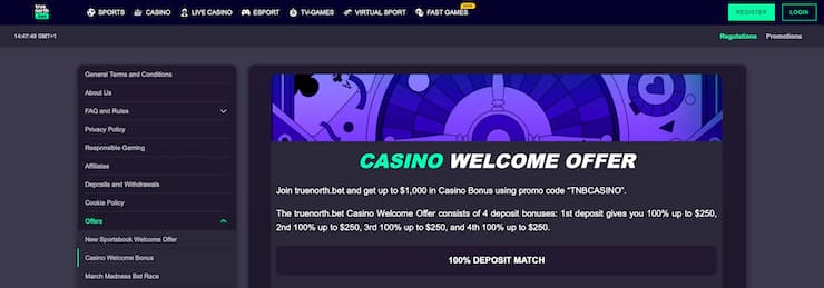 TrueNorth.bet Casino Welcome Offer