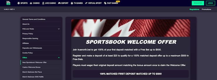 TrueNorth.bet Sportsbook Welcome Offer