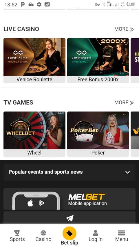 Melbet mobile live casino site