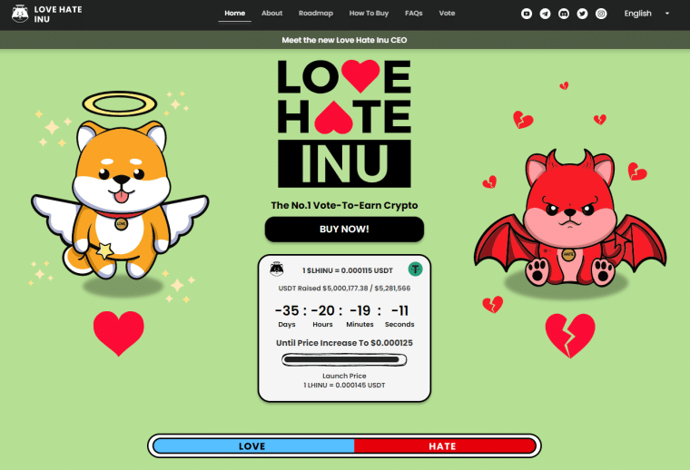 Love Hate Inu website