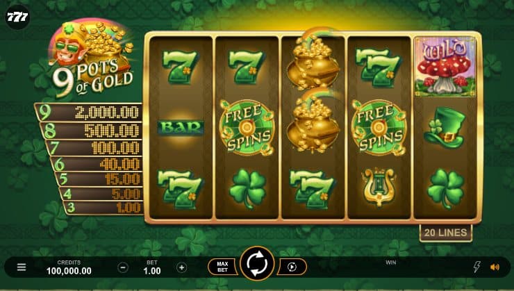 NZ pokies for real money - 9 Pots of Gold