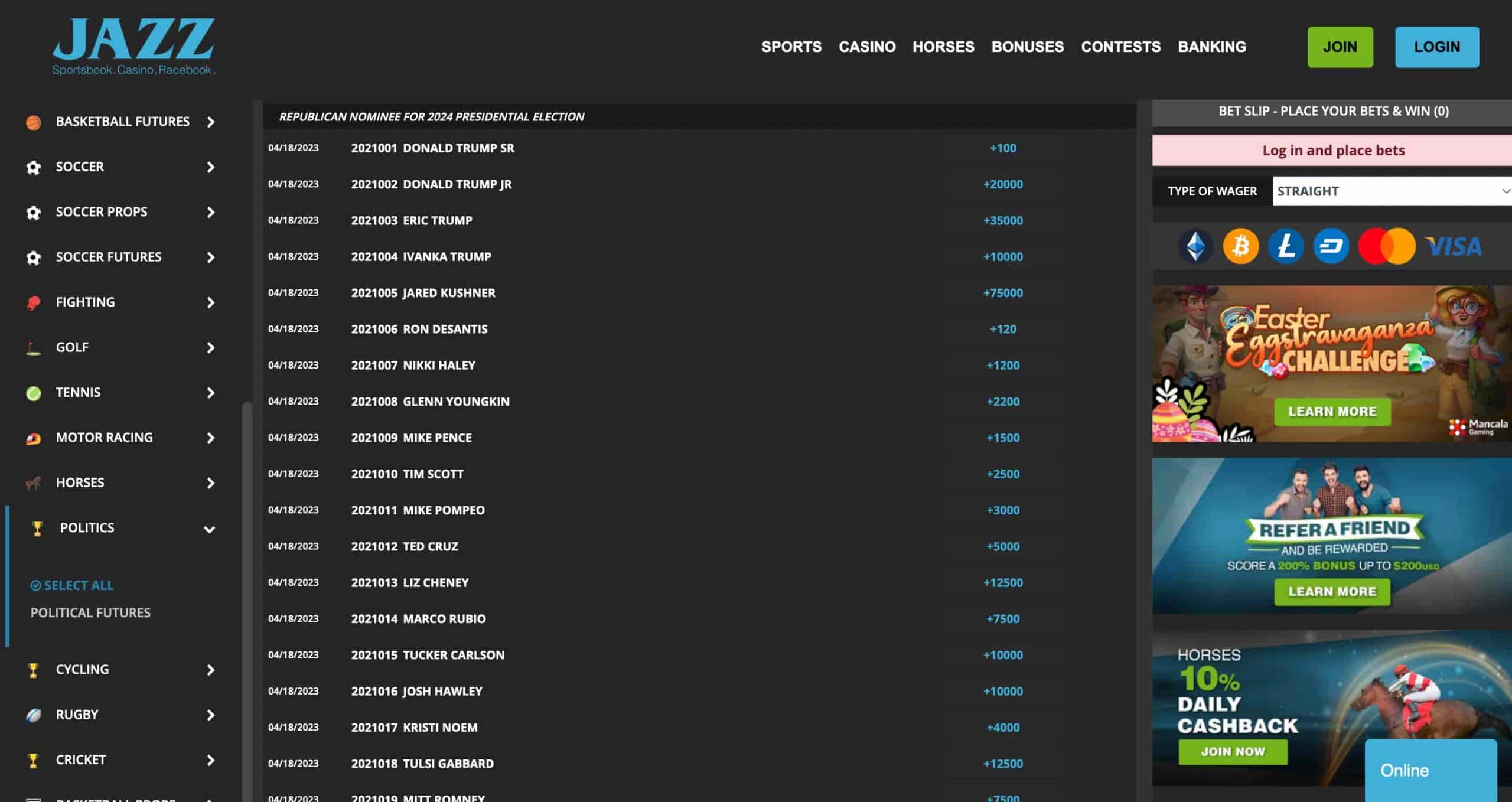 Jazz Sports Political Betting