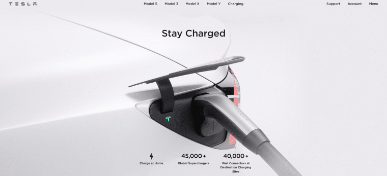 Tesla Charging Page