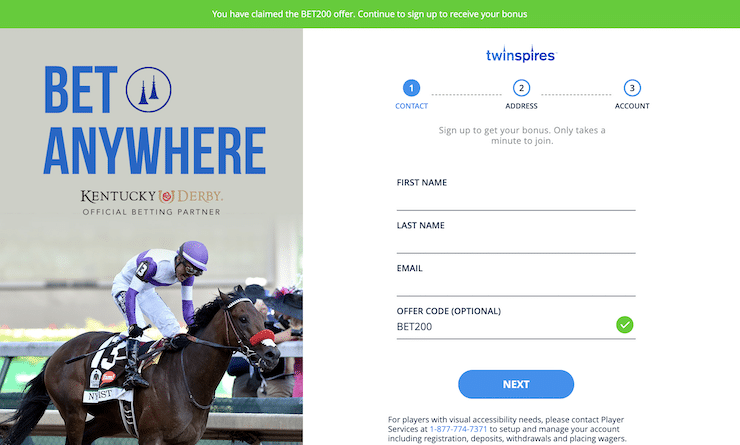 TwinSpires Sign-Up Form