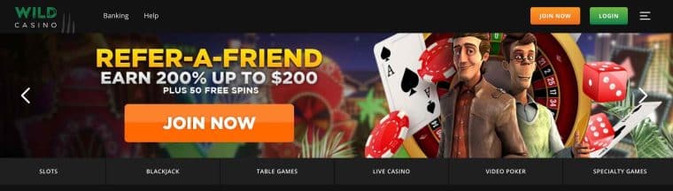 Wild Casino homepage