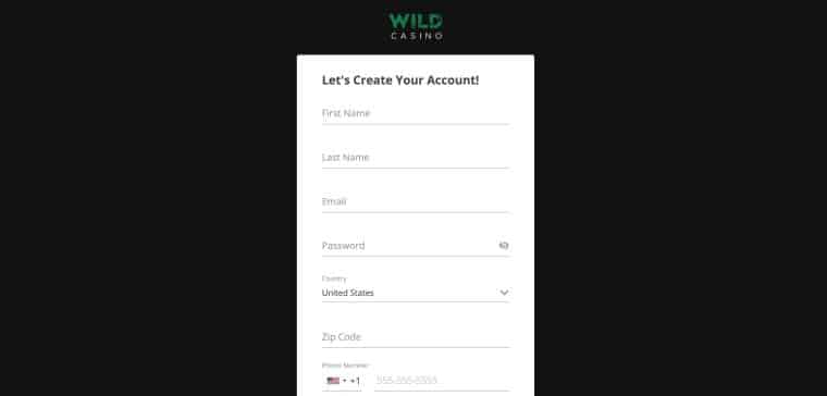 Wild Casino sign-up