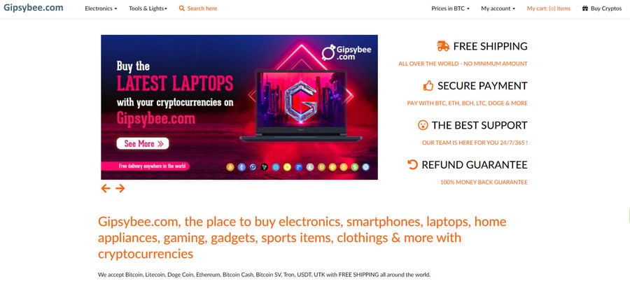 Gipsybee offers smartphones, laptops, consumer electronics.