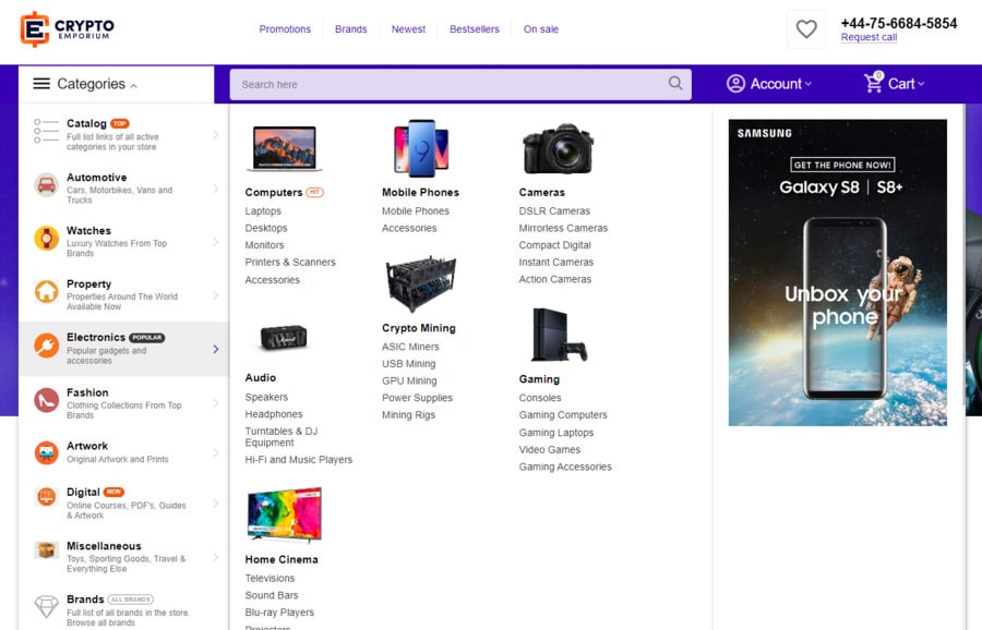 Crypto Emporium has a diverse selection of electronics products
